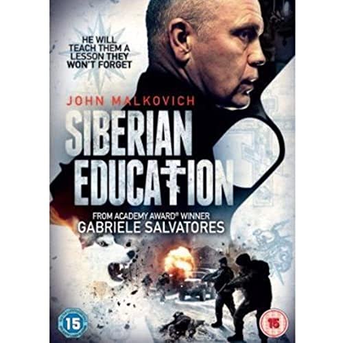 “Siberian Education” DVD cover featuring John Malkovich and wartime imagery.