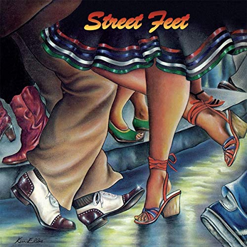 Painted album cover showing dancers’ legs and feet in colorful shoes.