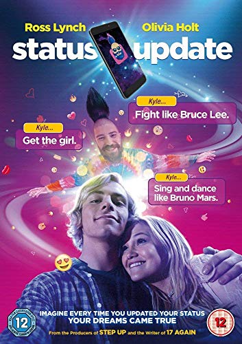 DVD cover for "Status Update" featuring two young people and digital effects.