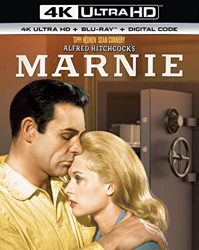 Marnie" Blu-ray cover featuring Tippi Hedren and Sean Connery in a close-up.