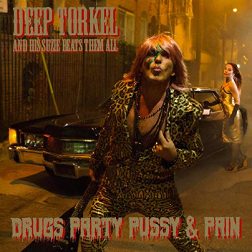 Album cover featuring a person in flamboyant attire with a car and another figure.