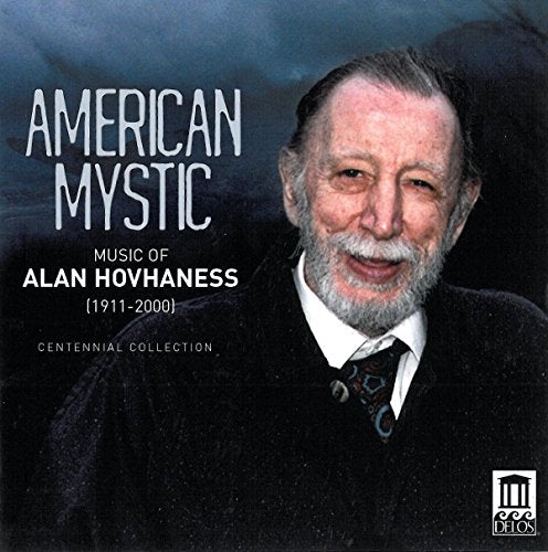 CD cover featuring portrait of composer Alan Hovhaness with blue background.