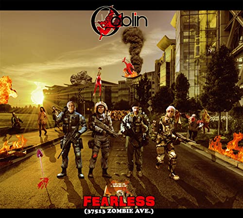 CD cover: soldiers fighting zombies amidst a burning, apocalyptic cityscape.