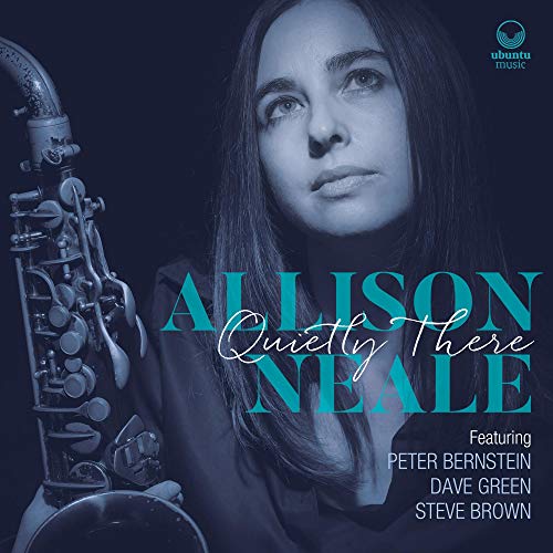 "Album cover featuring a woman holding a saxophone, with artist name and title."