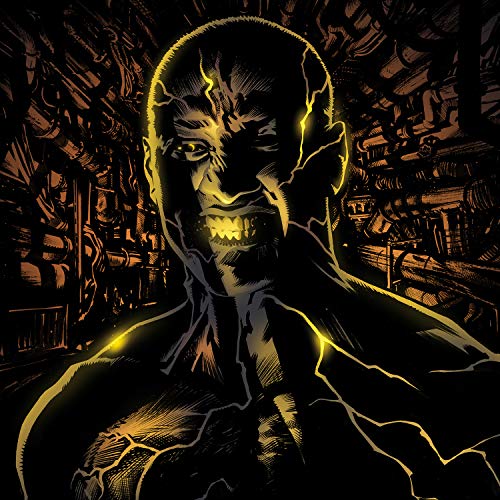 Dark illustration of a shadowed figure with glowing yellow cracks and teeth.