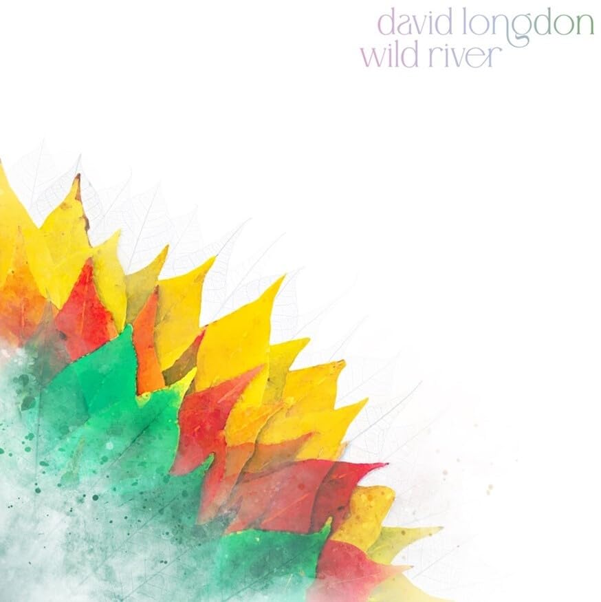 CD cover for David Longdon’s “Wild River” with abstract watercolor leaves.