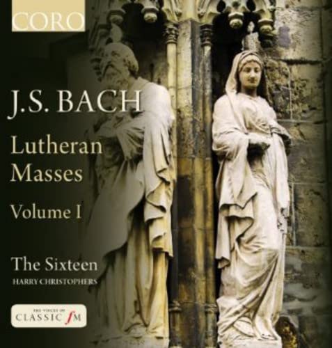 CD cover: statues in a church arch, text “J.S. Bach Lutheran Masses”.