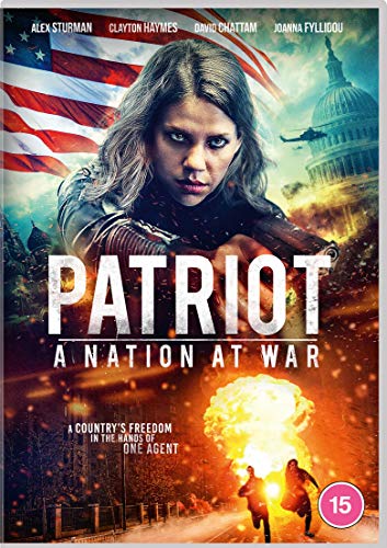 DVD cover for "Patriot," featuring a woman with a rifle and explosions.
