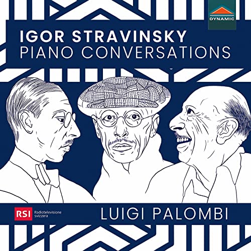 CD cover featuring sketched portraits of Stravinsky and Palombi.