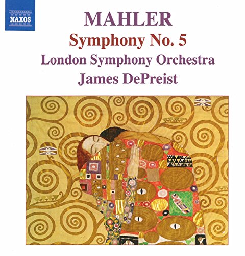 CD cover for Mahler’s Symphony No. 5, featuring golden, swirling artwork.