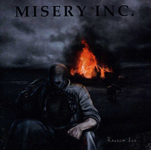 CD cover: distressed figure with rifle, burning building in background.