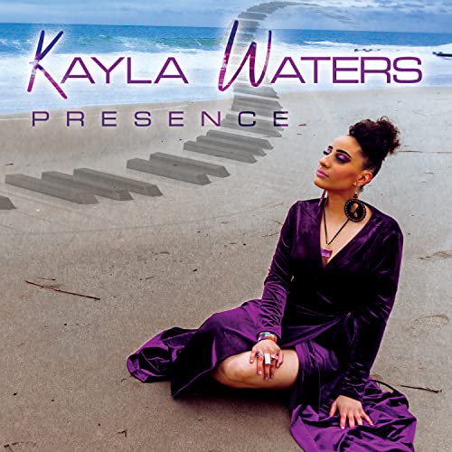 CD cover for Kayla Waters’ “Presence” featuring a woman on a beach.