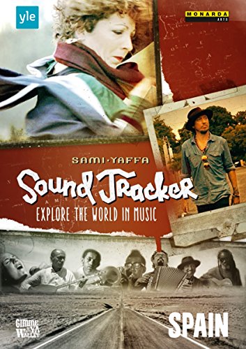 DVD cover for "Sound Tracker: Explore the World in Music" featuring various musicians and Spain.