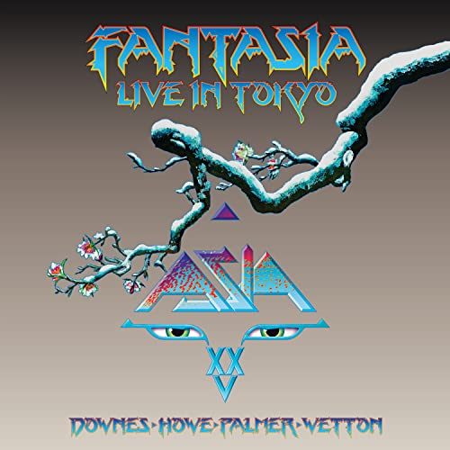 Asia’s “Fantasia” vinyl album cover with a branch and glowing eyes.