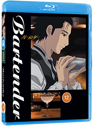 Bartender" Blu-ray case featuring an anime bartender with a cocktail glass.