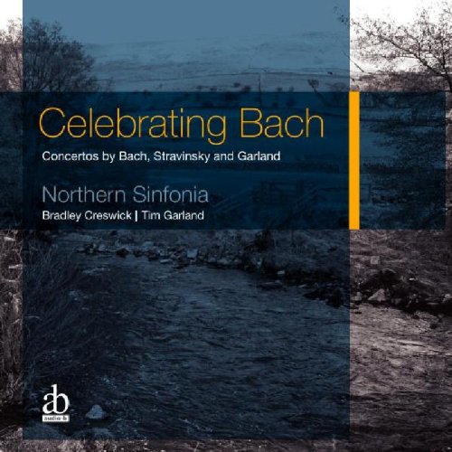 CD cover with a blue-toned landscape and "Celebrating Bach" in yellow text.