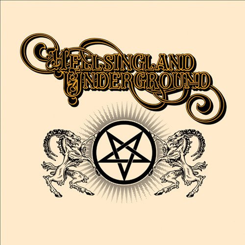 CD cover: ornate text, pentagram, and rearing goat illustrations on beige.