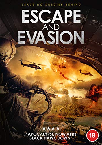 DVD cover for "Escape And Evasion" depicting a helicopter and soldier in combat.