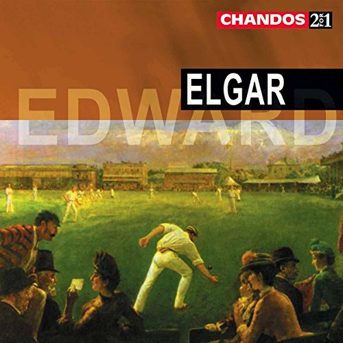 "CD cover featuring a vintage cricket match painting with 'ELGAR' text overlay."
