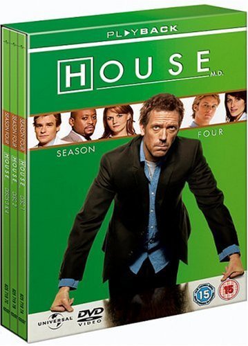 Green DVD case for "House M.D." Season 4, featuring a man in a suit.