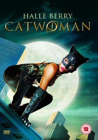 Catwoman DVD cover featuring Halle Berry in costume, crouching on a rooftop.