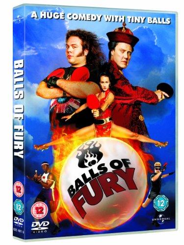 "Balls of Fury DVD case featuring a man, woman, and table tennis imagery."