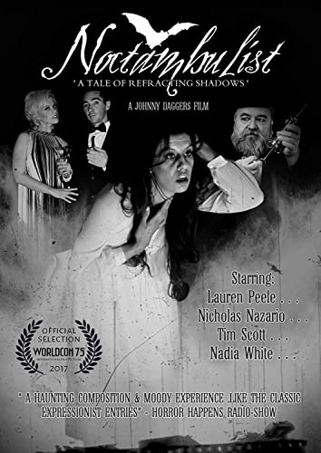 DVD cover for horror film "Noctambulist" featuring distressed people and fog.