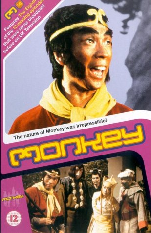 "Monkey DVD cover featuring a man in traditional Chinese attire and a group scene."