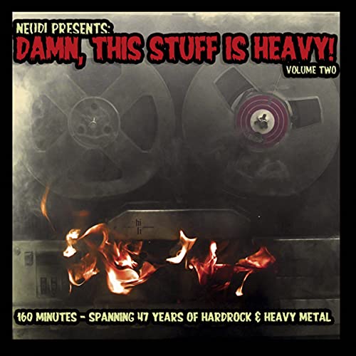 CD cover with reel-to-reel tapes, flames, and bold text: "Damn, This Stuff Is Heavy!