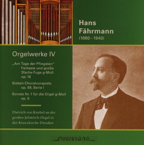 "CD cover with green background, organ pipes, and a man's portrait."