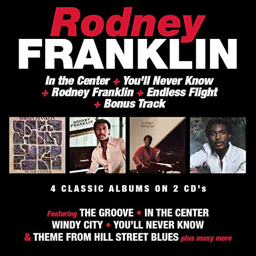 "CD cover with Rodney Franklin's name and images of his album artwork on a black background."