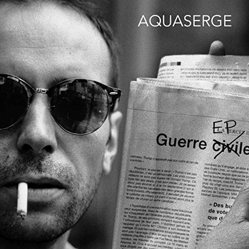 Black and white album cover featuring a man with sunglasses and a cigarette.
