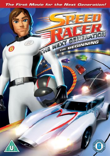 DVD cover featuring a cartoon character in a white racing suit and a silver race car.