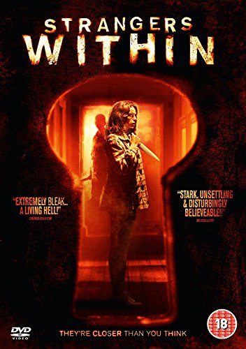 Strangers Within" DVD cover: woman with knife framed by a keyhole.