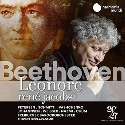 CD cover featuring portraits of Beethoven and René Jacobs, with text "Beethoven Leonore".