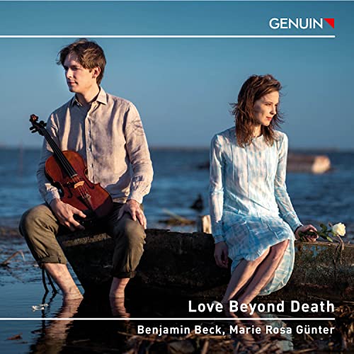 CD cover featuring a man with a violin and a woman by water.