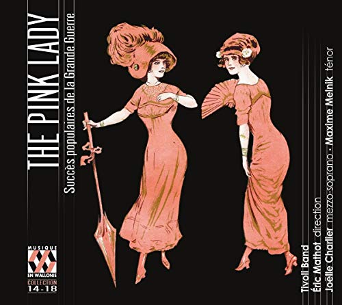 "CD cover art featuring two women in pink dresses against a black background."