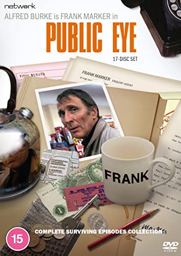 DVD cover for "Public Eye" featuring a man’s portrait and detective clutter.
