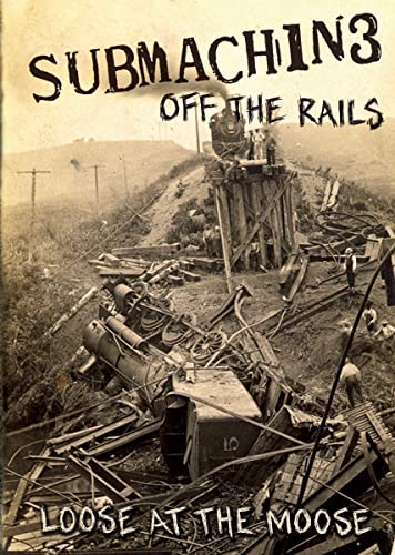DVD cover: derailed train amidst wreckage, sepia toned, vintage style.