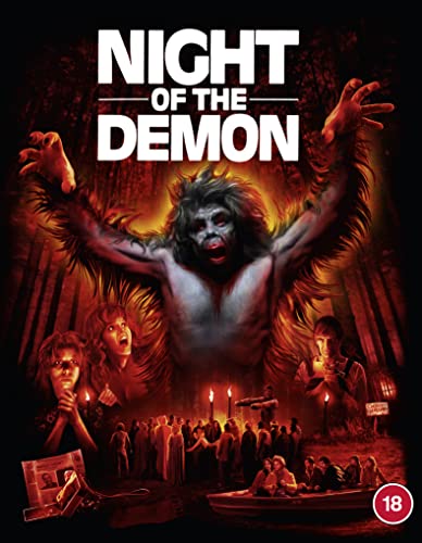 Blu-ray cover for "Night of the Demon" featuring a demonic figure and onlookers.