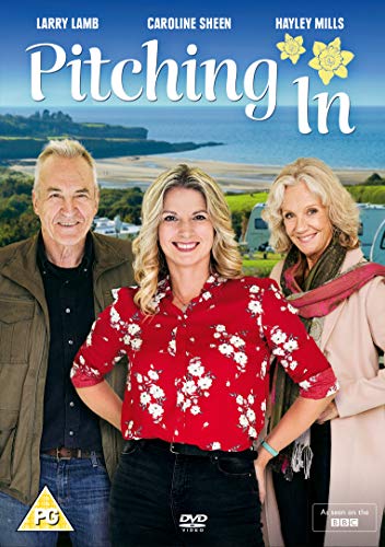 DVD cover for "Pitching In" featuring three actors in front of a coastal scene.