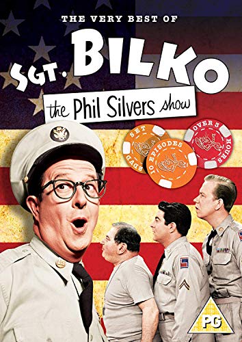 DVD cover featuring Sgt. Bilko and soldiers, with poker chips and US flag background.