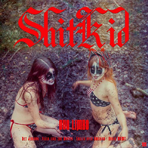 Album cover for Shitkid, featuring two figures with painted faces in a forest.