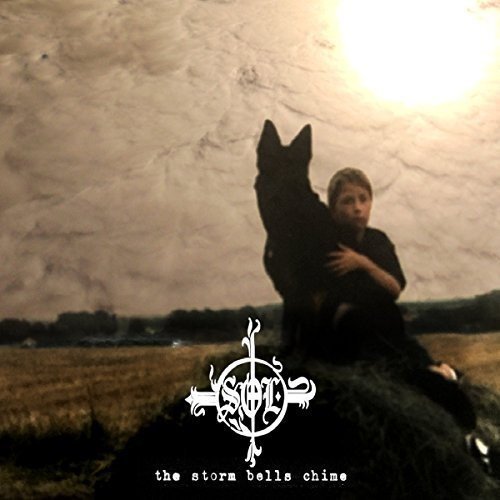 CD cover: person with a black dog in a field, stormy sky.