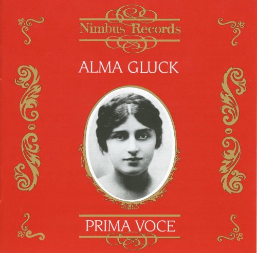 Red album cover with gold designs, featuring a black-and-white portrait of Alma Gluck.
