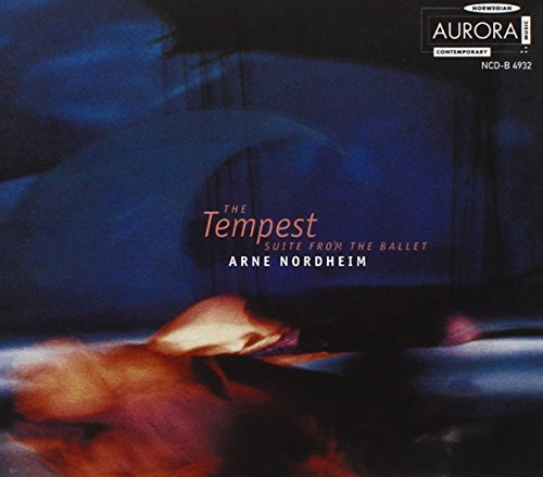 "CD cover for 'The Tempest' by Arne Nordheim, featuring abstract, dark blue background."
