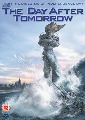 "The Day After Tomorrow" DVD cover featuring the Statue of Liberty in a flood.