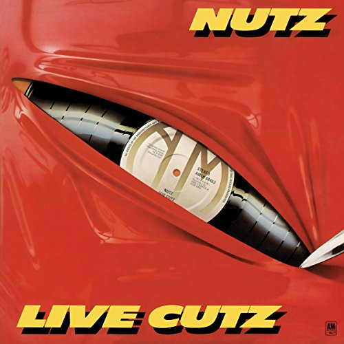 Red album cover with an eye reflecting a vinyl record, "Nutz Live Cutz".