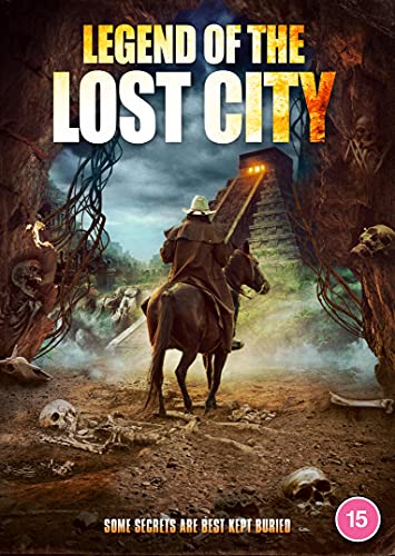 DVD cover: adventurer on horseback before a lost city ruin.