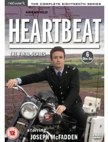 DVD cover for Heartbeat Series 18 featuring Joseph McFadden on a police motorcycle.